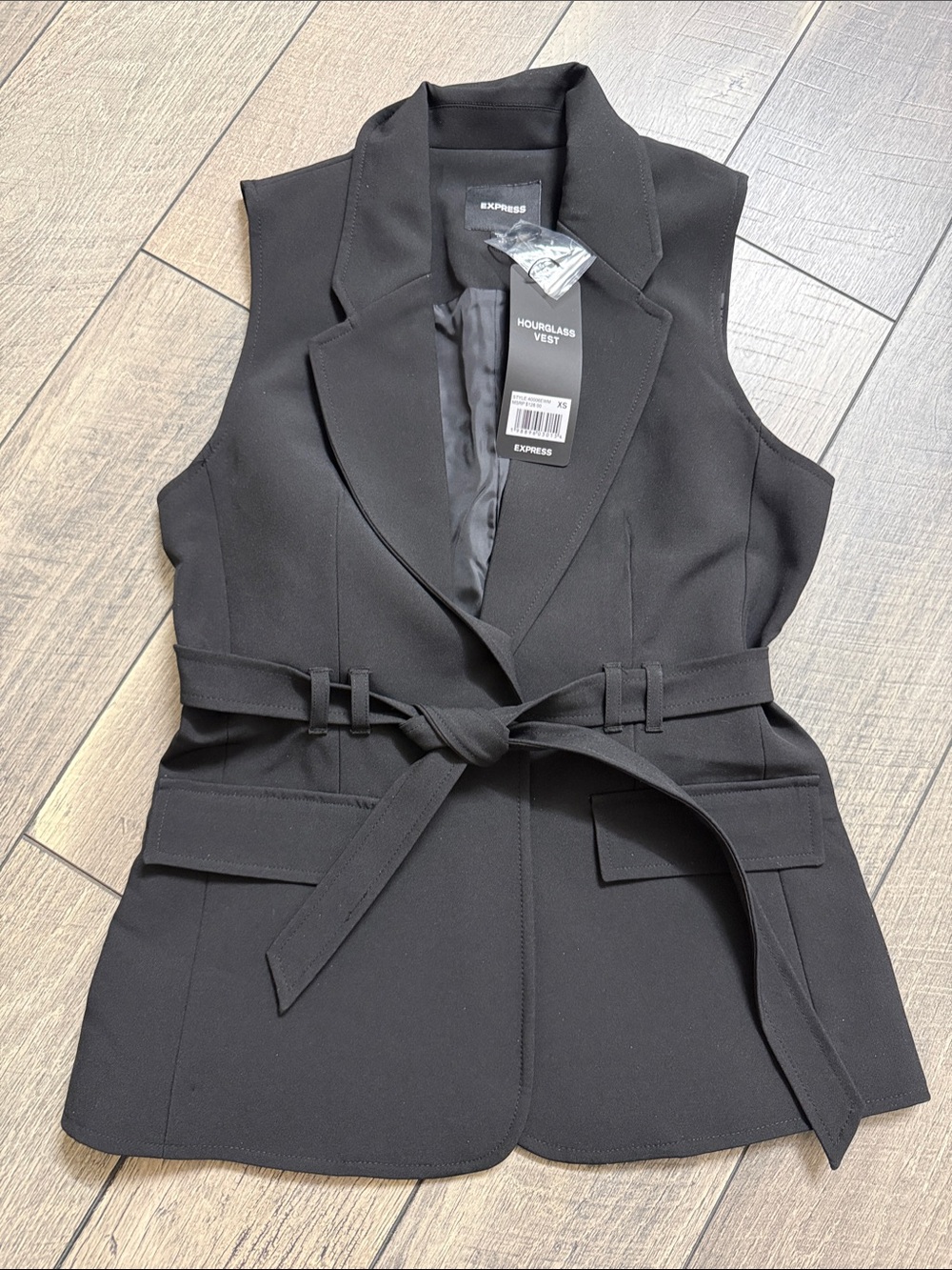 Express Black Sleeveless Belted Vest
